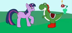 Size: 800x374 | Tagged: artist:echo-wulf, crossover, derpibooru import, nintendo, piranha plant, safe, super mario bros., twilight sparkle, warp pipe, yoshi, yoshilight