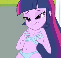 Size: 699x656 | Tagged: suggestive, artist:hendocrinogeno, derpibooru import, edit, edited screencap, screencap, twilight sparkle, equestria girls, bra, breast fondling, breast grab, breasts, clothes, female, grope, panties, solo, solo female, underwear, underwear edit