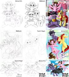 Size: 2550x2835 | Tagged: artist:boastudio, artist:shinta-girl, artist:taekwon-magic, collaboration, color, derpibooru import, oc, oc:boa, oc:shinta pony, oc:taekwon magic, pencil drawing, safe, sketch, traditional art, unofficial characters only