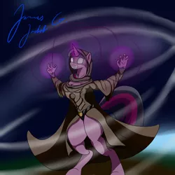 Size: 3000x3000 | Tagged: anthro, artist:jamesjackobgermany, derpibooru import, magic, safe, solo, twilight sparkle