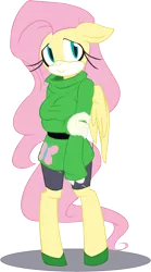 Size: 8765x15792 | Tagged: absurd resolution, anthro, artist:mess-anime-artist, artist:the-red-thunder, clothes, derpibooru import, floppy ears, fluttershy, safe, simple background, solo, sonicified, sonic the hedgehog (series), style emulation, sweater, sweatershy, transparent background, unguligrade anthro, vector