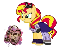 Size: 979x816 | Tagged: safe, artist:thunderfists1988, derpibooru import, edit, sunset shimmer, pony, unicorn, ever after high, kitty cheshire, simple background, solo, transparent background