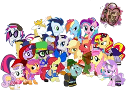 Size: 2000x1500 | Tagged: safe, artist:thunderfists1988, derpibooru import, edit, apple bloom, applejack, big macintosh, diamond tiara, fluttershy, pinkie pie, rainbow dash, rarity, scootaloo, snips, soarin', spike, sweetie belle, twilight sparkle, vinyl scratch, earth pony, pony, apple white, ashlynn ella, blondie lockes, briar beauty, ceder wood, cerise hood, cutie mark crusaders, daring charming, dexter charming, duchess queen, ever after high, hunter huntsman, kitty cheshire, madeline hatter, male, mane six, melody piper, raven queen, sparrow hood, stallion