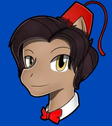 Size: 1500x1696 | Tagged: artist:flam3zero, bowtie, clothes, derpibooru import, doctor who, doctor whooves, eleventh doctor, fez, hat, ponified, portrait, safe, solo, style emulation, time turner, yuji uekawa style