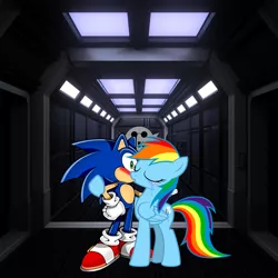 Size: 1440x1440 | Tagged: safe, derpibooru import, rainbow dash, pony, background pony strikes again, copy and paste, crossover, crossover shipping, female, image, jpeg, kissing, male, shipping, sonic the hedgehog, sonic the hedgehog (series), sonicdash, straight, vector
