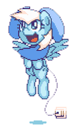 Size: 320x496 | Tagged: safe, artist:mrponiator, derpibooru import, ponified, object pony, original species, pegasus, pony, animated, cord, cute, fan, female, flying, happy, mlpgdraws, open mouth, pixel art, plug, simple background, smiling, solo, transparent background