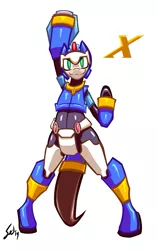 Size: 475x750 | Tagged: armor, artist:saliantsunbreeze, derpibooru import, megaman, megaman zx, model x, parody, ponified, safe, science fiction, semi-anthro, solo, vent