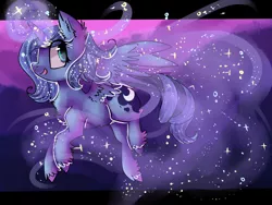 Size: 4000x3000 | Tagged: artist:bonbrony, chest fluff, derpibooru import, ear fluff, happy, magic, princess luna, s1 luna, safe, solo, unshorn fetlocks, younger