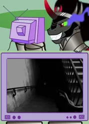 Size: 431x601 | Tagged: derpibooru import, exploitable meme, king sombra, meme, obligatory pony, safe, scp, scp-087, scp foundation, stairs, tv meme