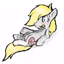 Size: 292x292 | Tagged: safe, artist:storyteller, deleted from derpibooru, derpibooru import, oc, oc:aryanne, unofficial characters only, earth pony, pony, blonde, blushing, female, flockmod, heart, hoof in air, nazi, on back, solo, swastika