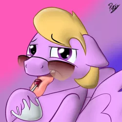 Size: 500x500 | Tagged: suggestive, artist:potes, derpibooru import, oc, oc:tucker, unofficial characters only, pegasus, pony, aviator glasses, bedroom eyes, candy, gradient background, licking, lollipop, male, simple background, solo, solo male, tongue out