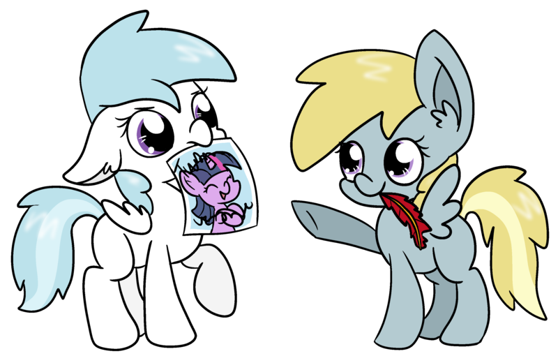 Size: 3000x1949 | Tagged: artist:amberlea-draws, chirpabetes, chirpy hooves, cottonbetes, cotton cloudy, cute, derpibooru import, filly, mouth hold, quill, safe, simple background, transparent background, twilight sparkle