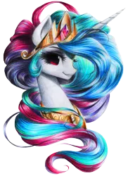 Size: 2260x3098 | Tagged: safe, artist:katputze, derpibooru import, princess celestia, alicorn, pony, .psd available, bust, colored pencil drawing, female, head, looking at you, mare, portrait, red eyes, simple background, smiling, solo, traditional art, transparent background