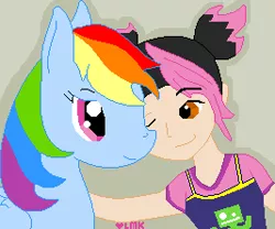 Size: 267x222 | Tagged: artist:littlemisskate, crossover, derpibooru import, miko nakadai, rainbow dash, safe, transformers, transformers prime