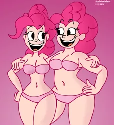 Size: 3950x4328 | Tagged: artist:scobionicle99, belly button, bikini, breasts, chubby, cleavage, clothes, curvy, derpibooru import, human, humanized, pinkie pie, self paradox, slendie, suggestive, swimsuit, wide hips