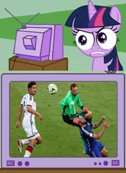 Size: 563x771 | Tagged: angry, argentina, derpibooru import, exploitable meme, football, germany, meme, obligatory pony, penalty, safe, special eyes, tv meme, twilight sparkle, world cup