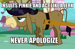 Size: 565x368 | Tagged: a friend in deed, cranky doodle donkey, donkey, edit, edited screencap, grammar error, ponyville, safe, screencap