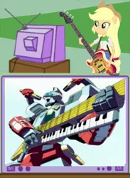 Size: 457x625 | Tagged: safe, derpibooru import, applejack, equestria girls, brave series, exploitable meme, king of braves gaogaigar, king of braves gaogaigar final, meme, mic sounders the 13th, obligatory pony, ponied up, tv meme