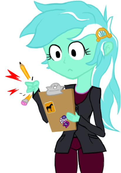 Size: 412x588 | Tagged: safe, artist:reyjjj, derpibooru import, lyra heartstrings, horse, equestria girls, equestria girls-ified, logo, my little pony logo, pencil, pencil snap, psychologist, shocked, sign, simple background, solo, transparent background