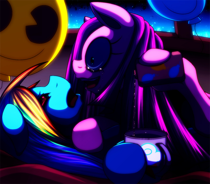 Size: 800x700 | Tagged: artist:c.d.i., derpibooru import, fever, pinkamena diane pie, pinkie pie, rainbow dash, semi-grimdark