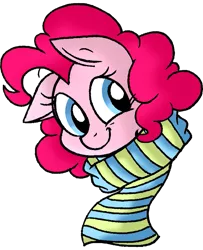 Size: 725x895 | Tagged: artist:strangiesleepy, clothes, derpibooru import, pinkie pie, profile, safe, scarf, simple background, solo