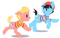 Size: 1283x824 | Tagged: artist:skittledeedoo, derpibooru import, earthbound, lucas, mother 3, ness, ponified, safe