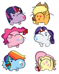 Size: 660x820 | Tagged: applejack, artist:invader-sickness, crossover, derpibooru import, earthbound, fluttershy, mane six, mr. saturn, pinkie pie, rainbow dash, rarity, safe, species swap, twilight sparkle