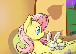 Size: 576x408 | Tagged: angel bunny, artist:thepiplup, derpibooru import, fluttershy, safe, sleeping