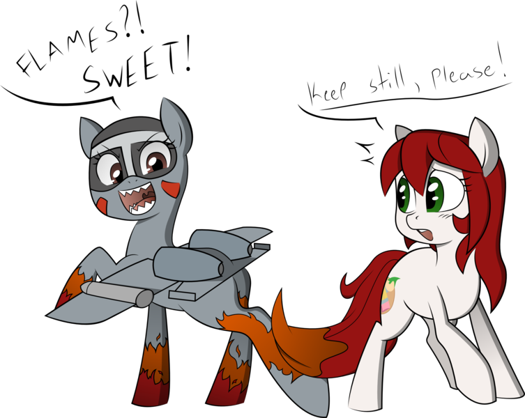 Size: 2641x2103 | Tagged: safe, artist:jessy, artist:plone, derpibooru import, oc, oc:blitz, oc:palette swap, unofficial characters only, original species, plane pony, pony, a-10 thunderbolt ii, fire, painting, plane