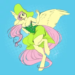 Size: 850x850 | Tagged: anthro, artist:jooughust, breasts, busty fluttershy, cleavage, clothes, derpibooru import, dress, female, fluttershy, solo, solo female, suggestive