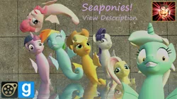 Size: 1360x768 | Tagged: 3d, applejack, artist:benno950, derpibooru import, fluttershy, gmod, irrational exuberance, lyra heartstrings, mane six, missing horn, pinkie pie, rainbow dash, rarity, safe, seaponified, sea pony, seapony applejack, seapony fluttershy, seapony lyra, seapony pinkie pie, seapony rainbow dash, seapony rarity, seapony twilight, species swap, twilight sparkle