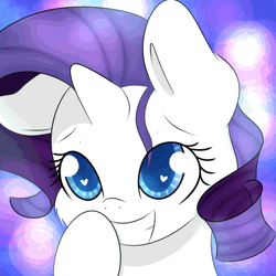 Size: 800x800 | Tagged: safe, artist:mister-true, derpibooru import, rarity, animated, askfillyrarity, cute, filly, heart, heart eyes, raribetes, smiling, solo, tumblr, wingding eyes