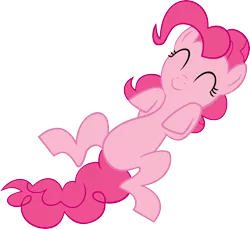 Size: 4854x4440 | Tagged: absurd resolution, artist:slb94, derpibooru import, griffon the brush off, on back, pinkie pie, safe, simple background, solo, transparent background, vector