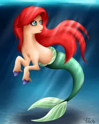 Size: 1280x1600 | Tagged: safe, artist:puggie, derpibooru import, ponified, mermaid, merpony, ariel, disney, disney princess, solo, the little mermaid