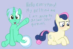 Size: 5259x3536 | Tagged: safe, artist:mostlyponyart, derpibooru import, bon bon, lyra heartstrings, sweetie drops, ask lyra and bonbon, ask, female, lesbian, lyrabon, shipping, tumblr