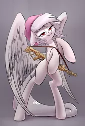 Size: 1181x1748 | Tagged: safe, derpibooru import, oc, unofficial characters only, pegasus, pony, bipedal, gun, solo, weapon