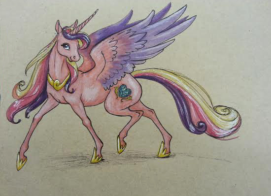 Size: 550x398 | Tagged: artist:zalay, derpibooru import, hoers, princess cadance, realistic, safe, solo, traditional art