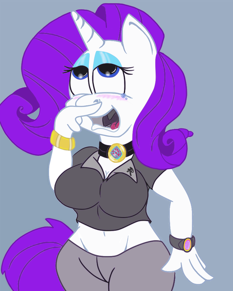 Size: 800x1000 | Tagged: anthro, belly, belly button, blushing, breasts, chest, clothes, crying, derpibooru import, female, finger, finger under nose, hips, midriff, nostrils, pants, polo, pre sneeze, rarity, safe, sneezing, sneezing fetish, solo, stomach, watch