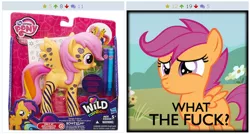 Size: 770x412 | Tagged: derpibooru, derpibooru import, design a pony, exploitable meme, image macro, juxtaposition, juxtaposition win, markers, meme, meta, official, safe, scootaloo, screencap, solo, sticker set, the show stoppers, toy, vulgar, wild rainbow