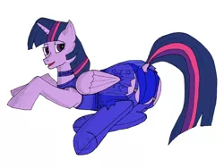 Size: 1000x751 | Tagged: suggestive, artist:bigmacintosh2000, derpibooru import, twilight sparkle, twilight sparkle (alicorn), alicorn, pony, clothes, female, garter belt, garters, lingerie, mare, nightgown, panties, solo, solo female, stockings, underhoof, underwear