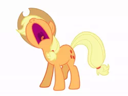 Size: 1024x768 | Tagged: safe, artist:birdivizer, derpibooru import, applejack, big no, nose in the air, open mouth, screaming, simple background, solo, tongue out, uvula, yelling