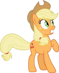 Size: 4886x5996 | Tagged: absurd resolution, applejack, artist:synch-anon, artist:twiforce, derpibooru import, raised hoof, safe, shocked, simple background, solo, transparent background, vector