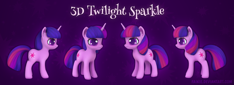 Size: 3799x1393 | Tagged: 3d, 3d model, artist:faikie, blender, derpibooru import, safe, twilight sparkle