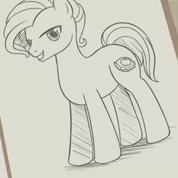 Size: 500x500 | Tagged: artist:drawponies, artist:terminuslucis, comic:adapting to night, derpibooru import, monochrome, preview, safe, solo