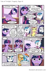 Size: 792x1224 | Tagged: safe, artist:donzatch, derpibooru import, applejack, fluttershy, rainbow dash, rarity, shining armor, twilight sparkle, twilight sparkle (alicorn), alicorn, pony, comic:tale of twilight, comic, crying, female, mare