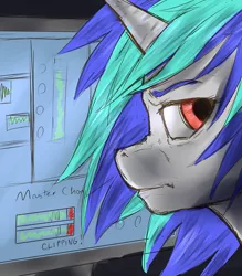 Size: 500x571 | Tagged: artist:shinzm, derpibooru import, my little art challenge, safe, solo, vinyl scratch