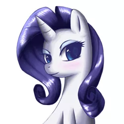 Size: 1000x1000 | Tagged: safe, artist:coma392, derpibooru import, rarity, pony, unicorn, blushing, bust, looking at you, pixiv, simple background, smiling, solo, white background