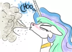 Size: 1250x900 | Tagged: alicorn locomotive, artist:rainysunshine, blushing, cold, crying, derpibooru import, dust, eyes closed, fetish, floppy ears, flu, nostrils, princess celestia, red nosed, royalty, safe, sick, sneeze cloud, sneezing, sneezing fetish, solo, spray