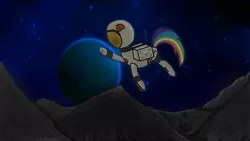 Size: 3840x2160 | Tagged: artist:katsu, astrodash, astronaut, clothes, moon, planet, rainbow dash, safe, solo, space, spacesuit