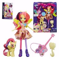 Size: 500x500 | Tagged: safe, derpibooru import, official, fluttershy, equestria girls, rainbow rocks, brush, brushable, doll, guitar, toy